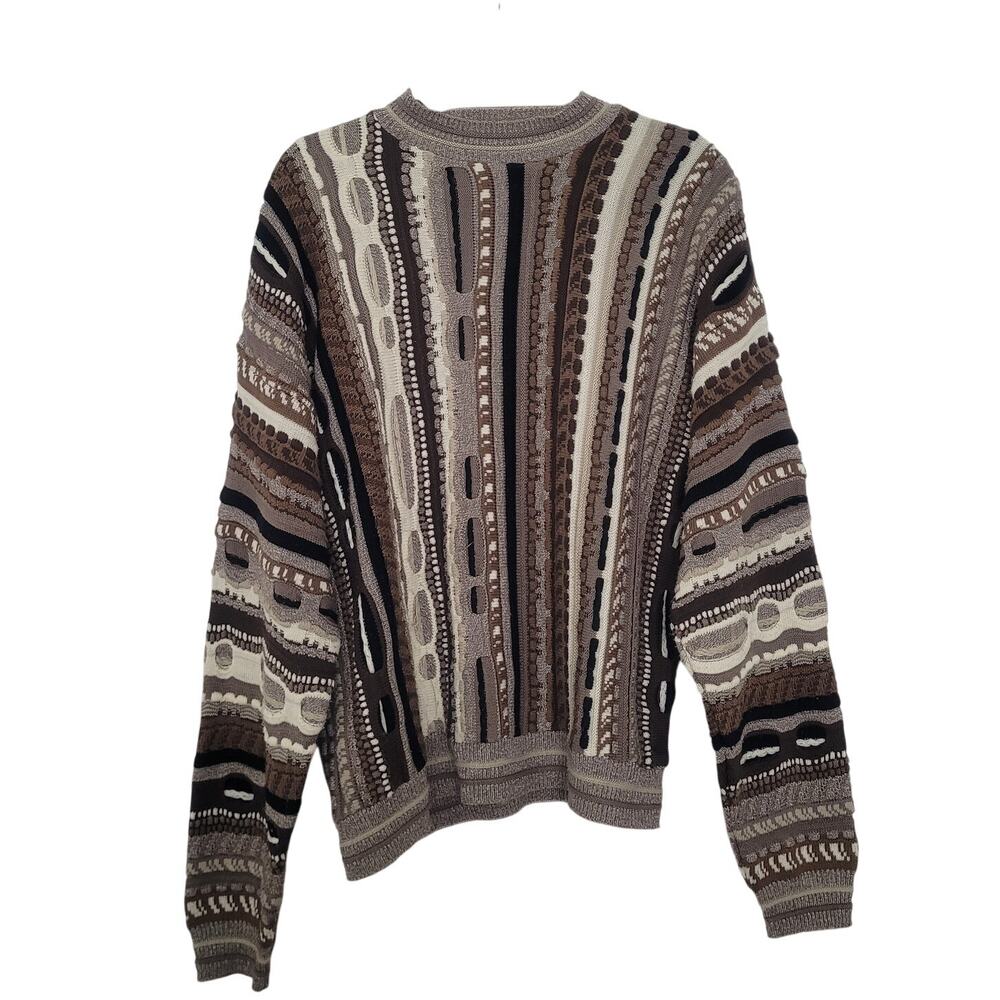 Vintage 90s Protege Collection 3D Textured Men’s Knit Sweater M Coogi Style USA